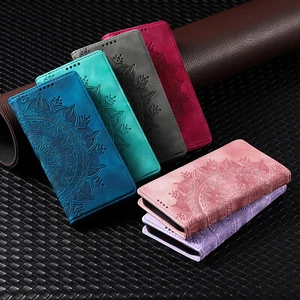 Embossed Wallet Card Stand Flip PU Leather Case For Samsung S25 Ultra S24 FE S23 - Picture 1 of 50