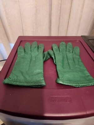 Guantes Fownes Vintage Para Mujer Cuero Genuino Verde Forro Acrílico Talla Pequeña 7.5 Foto 1 de 4