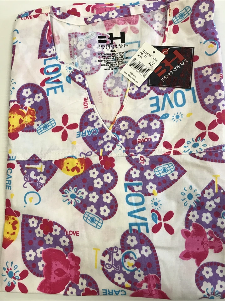 New w/Tags - Beverly Hills Uniforms Plus Size Scrub Top, Style #424W, 3XL-5XL - Image 1 of 1