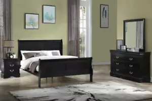 NEW Queen King Twin Full 4PC Black Sleigh Bedroom Set Modern Traditional B/D/M/N - Picture 1 of 4