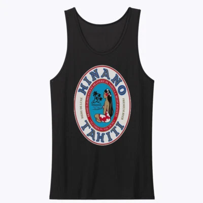 Papeete de cerveza Hinano Tahití Polinesia. Camiseta sin mangas negra, camiseta blanca, talla S-3XL Foto 1 de 2