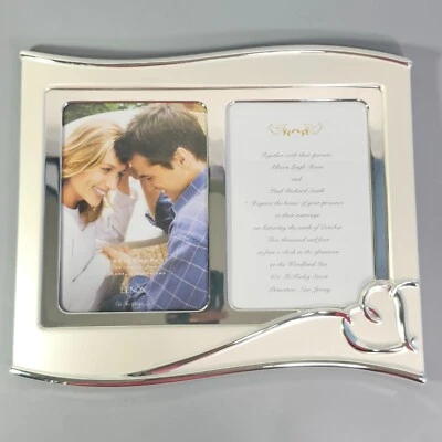 Lenox Forevermore Wedding Invitation 5x7” Double Frame Pearl White Silver-plate - Image 1 of 4