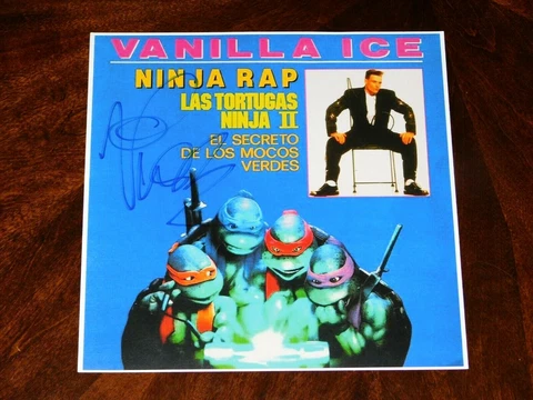 VANILLA ICE SIGNED NINJA TURTLES 2 12X12 SPANISH ALBUM COVER PHOTO!!! Cover