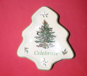 Spode 5" “Celebrate” Christmas Tree Shaped Dish Tray Candy Plate - Picture 1 of 3