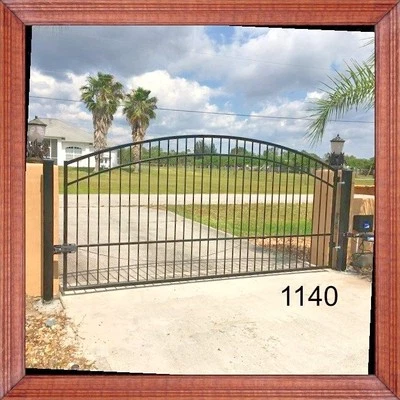 On Sale! #1140 12' Driveway Entry Gate Steel Iron Inc Post Pkg Home Security USA - Image 1 of 4
