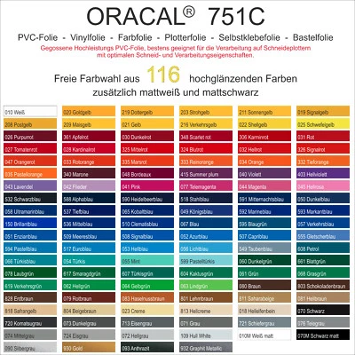 [17,46€/m²] Plotterfolie Vinylfolie Bastelfolie Oracal 751c DIN A4 (21x30cm) NEU