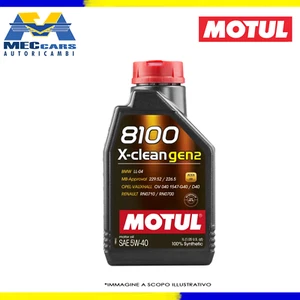 1 LITRO MOTUL 8100 X-CLEAN GEN2 5W40 OLIO MOTORE 100% SINTETICO LUBRIFICANTE - Foto 1 di 2