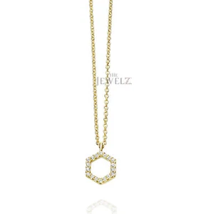 14K Gold 0.09 CT VS/F-G Diamond Honeycomb Charm Pendant Necklace - The Jewelz - Picture 1 of 3