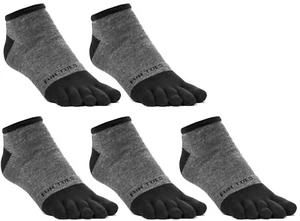 MEN Toe Socks 5 Pack For Shoe size up to 12 breathable ideal for toe shoes GRAY - Picture 1 of 3