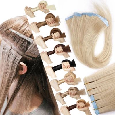 Clearance 40Pcs 100G Thick Tape In Remy Human Hair Extensions Wefts Full Head UK