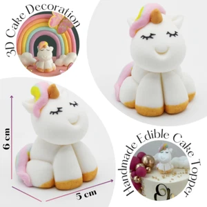Fondant Unicorn Cake Topper Girl Birthday Party Decoration Edible Gift - Picture 1 of 5