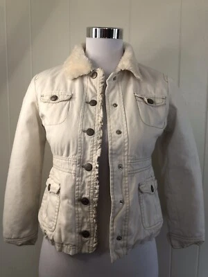 The Original Arizona Jean Company Girls Jean Jacket Faux-Fur Lining Ivory Size M - Image 1 of 4