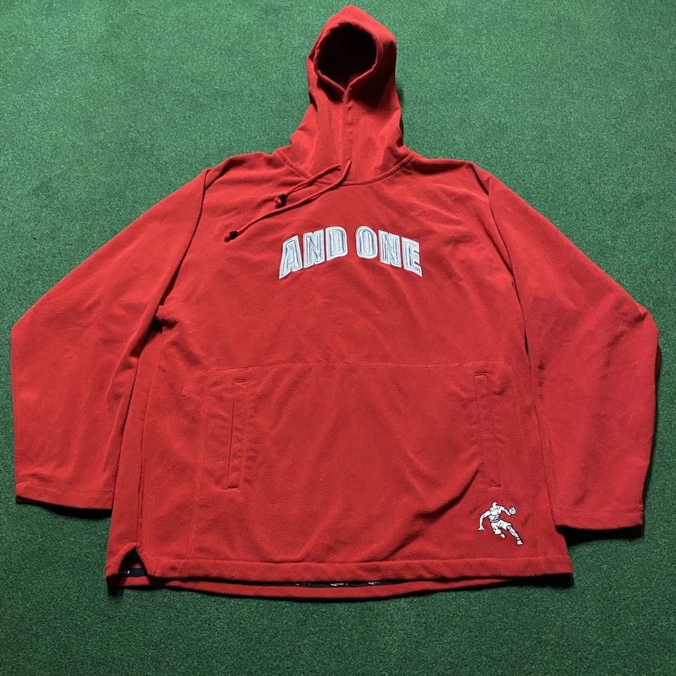 Vintage AND1 Hoodie Mens XL Red 90S Y2K Basketball Spell Out Sweatshirt - Image 1 of 4