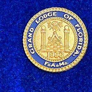 Freimaurer Großloge von Florida FAM 1996 Freimaurer 24K vergoldet Anstecknadel Vintage - Bild 1 von 5