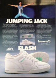 Scarpa moda stampa pubblicitaria vintage SAUCONY Flash Limelight II aerobica 1987 - Foto 1 di 1