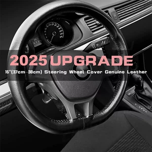 For Ford F150 F250 F350 Super Duty 15" Steering Wheel Cover Leather - Bild 1 von 12