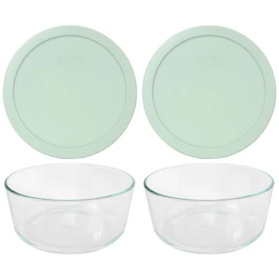 Tazón de almacenamiento de alimentos de vidrio Pyrex 7203 de 7 tazas con tapa Muddy Aqua de 7402 piezas (paquete de 2) Foto 1 de 4
