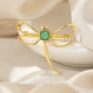 A28 Brooch Dragonfly Silver 925 Gold Plated - Bild 1 von 4