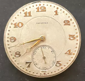 Antique Tavannes Pocket Watch Movement Parts Good Balance 12s 17j Swiss - Picture 1 of 4