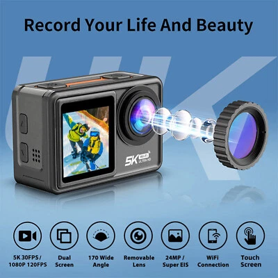 Waterproof Camcorder 4K Action Camera Dual Touch Screen Sports DV Recorder - Image 1 of 4