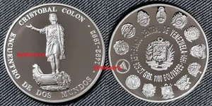 VENEZUELA 1100 BOLIVARES PLATA PROOF AÑO 1991 1ª SERIE IBEROAMERICANA DOS MUNDOS - Bild 1 von 3