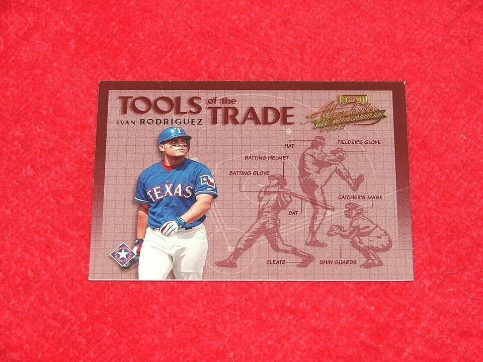 IVAN RODRIGUEZ RANGERS HOF 2002 ABSOLUTE TOOLS OF THE TRADE GOLD #TT30 (B-2036) - Image 1 of 1