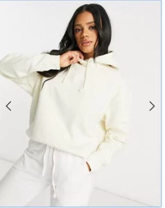 Nike Pullover Fleece Hoodie Women Size Large Off White Oversized New - Picture 1 of 6