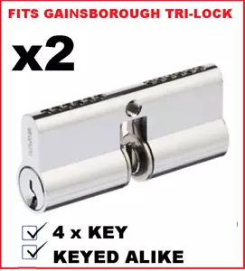2x Replacement Door lock Barrel for Tri-Lock Cylinder Suits Gainsborough Trilock - Picture 1 of 2