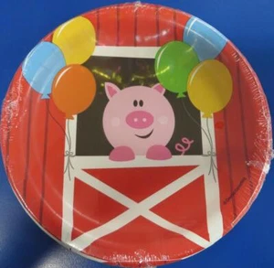 Farmhouse Fun Farm Barnyard Animals Kids Birthday Party 7" Paper Dessert Plates - Picture 1 of 1