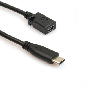 Type-C Male to Mini USB Female Port Adapter Cable Data Power Charger Cord Short - Zdjęcie 1 z 4