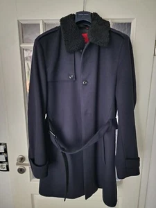 Herren Trenchcoat Mantel Hugo, Dunkelblau Mit Fellkragen, Gr. 54 XL, Sehr Gut - Bild 1 von 7