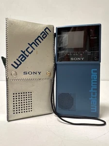 Vintage Sony Watchman FD-20A Blue Portable Black & White TV w/ Case - Tested - Picture 1 of 17