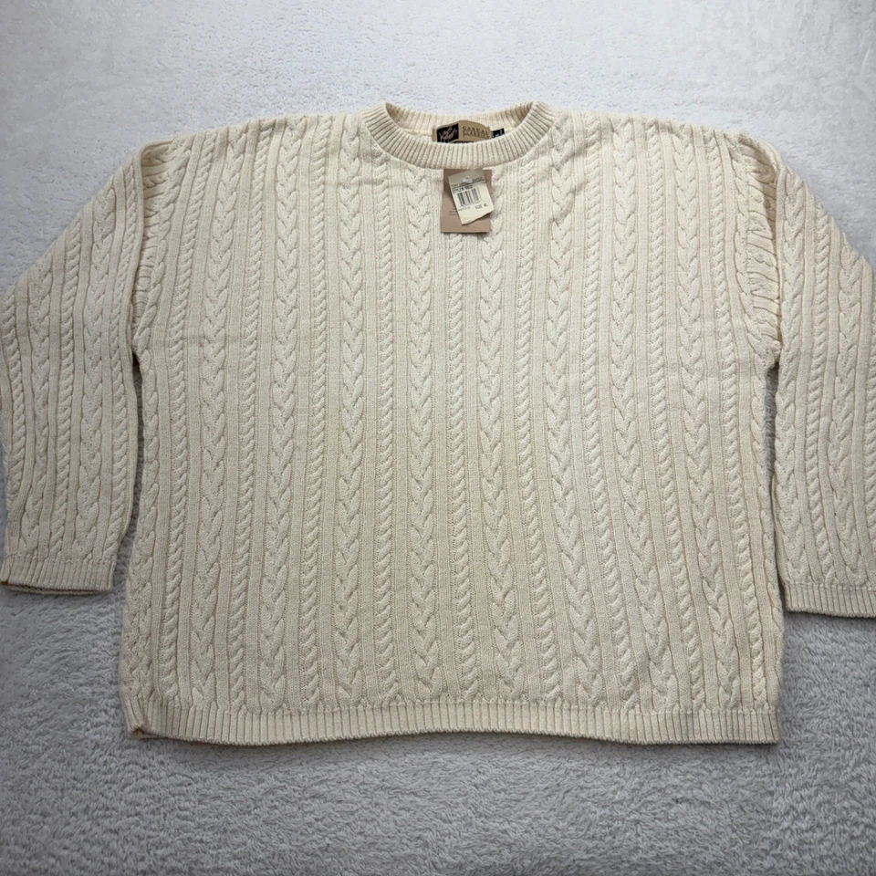 NWT Lord & Taylor Basics Men Cream Cable Knit Sweater XL Classics Made in USA - Image 1 of 4