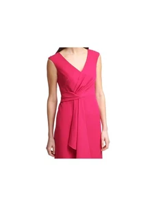 ELIZA J Womens Pink Wrap Cascading Front Sleeveless Formal Dress Petites 8P - Picture 1 of 11
