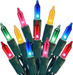 Christmas Lights 100 Count Multicolor Christmas Tree String Lights with Green Wi - Picture 1 of 12