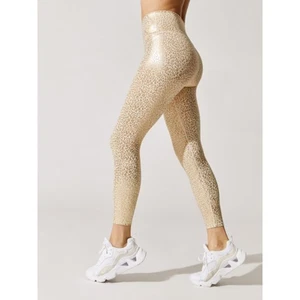 Carbon38 Metallic Gold Leopard 7/8 Length Size Small Leggings Athleisure Workout - Picture 1 of 7