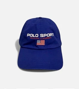 Rare Ralph Lauren Hat Kids/Teen Strap Buckle Cap Polo Sport Flag Patch Blue - Picture 1 of 6