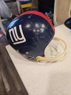 复古 MacGregor 纽约巨人队足球头盔 正品 20 世纪 60 年代 青年 Med E69G NFL — 第 1/4 张图片