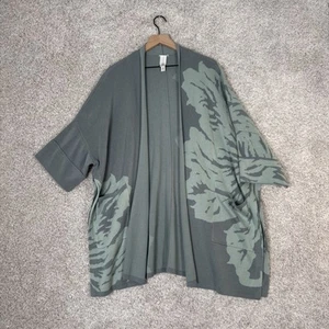 Suéter MarlaWynne Medio Azul/Gris Jacquard Tejido Kimono Hoja Topper Cascada - Imagen 1 de 10
