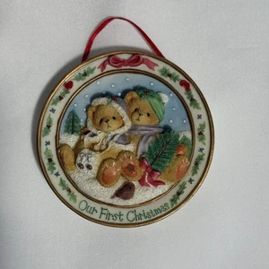 1996 Enesco Cherished Teddies Our First Christmas Together Bear adorno de resina - Imagen 1 de 3