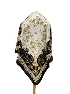 Krawattennadel Art of Silk Damen Schal Schwarz Gold Barock Print Made in Italy #A124 - Bild 1 von 5