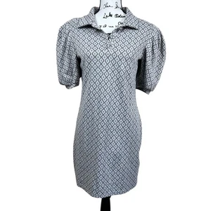 Walter baker Beige Rickie Dress Hourglass Knit collar puff sleeves size L chic - Picture 1 of 16