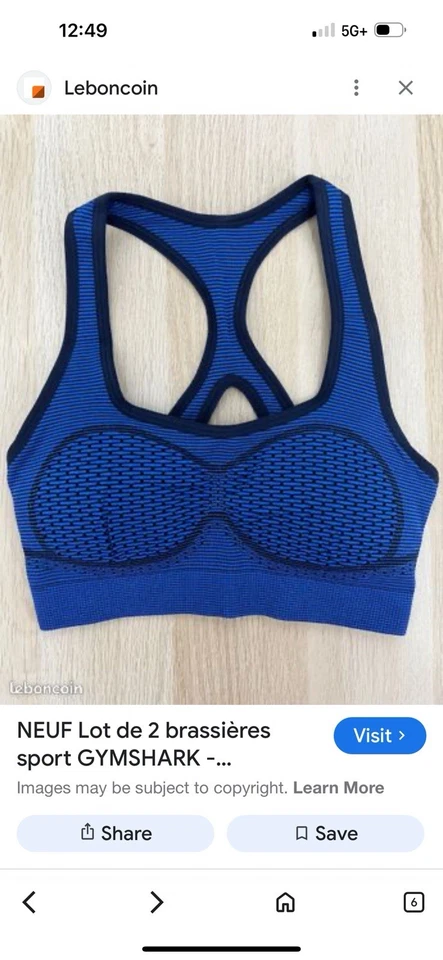 Sujetador deportivo Gymshark negro/azul espalda deportiva peep hole logotipo texturizado pequeño nuevo sin etiquetas Foto 1 de 4