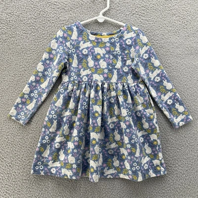 Mini Boden Easter Bunny Dress Girls 4-5 110cm Blue Yellow Floral White Animal - Image 1 of 4