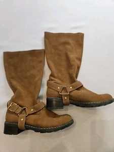 Nine West Womens Riding Boots Size 9.5M Almond Toe Brown Leather VGC - Picture 1 of 14