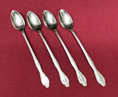 Ekco Eterna “Cardiff” Set Of 4 Stainless Tall Iced Tea Spoons, abt 7 1/4” - Image 1 of 4