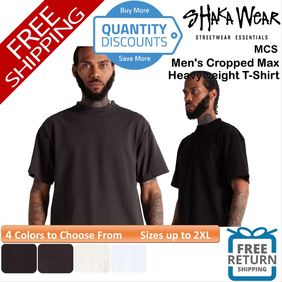 🔥 Shaka Wear Men's Cropped Max Heavyweight T-Shirt Short Sleeve Up To 2XL MCS - Image 1 of 1
