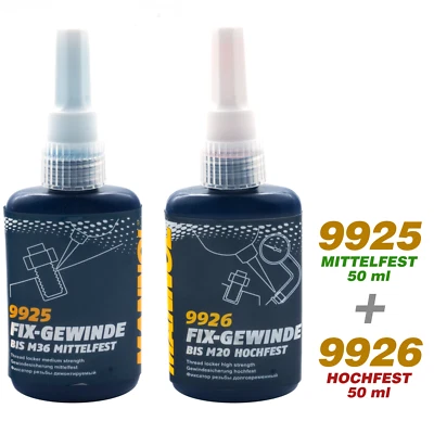 2X 50 ml Schraubensicherung MANNOL 9925 9926 Fix-Gewinde Mittelfest + Hochfest  - Bild 1 von 2