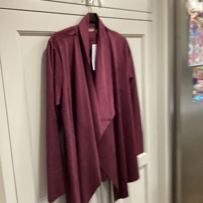 SOFT SURROUNDINGS NWT $110 Shape Drape Suede Jacket Top in Purple Wine Size L - Image 1 of 3