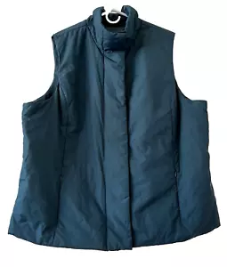 MERONA Women's Teal Puff Vest Jacket Full Zip & Snap Front Zip-Pockets 24W/26W - Picture 1 of 11